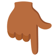👇🏾 Emoji Dorso Da Mão Com Dedo Indicador Apontando Para Baixo: Pele Morena Escura na Google 15.0.