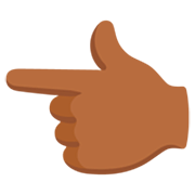 👈🏾 Emoji Dorso Da Mão Com Dedo Indicador Apontando Para A Esquerda: Pele Morena Escura na Google 15.0.