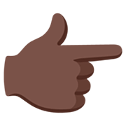👉🏿 Emoji Dorso Da Mão Com Dedo Indicador Apontando Para A Direita: Pele Escura na Google 15.0.