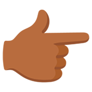 👉🏾 Emoji nach rechts weisender Zeigefinger: mitteldunkle Hautfarbe Google 15.0.