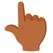 👆🏾 Emoji Dorso Da Mão Com Dedo Indicador Apontando Para Cima: Pele Morena Escura na Google 15.0.