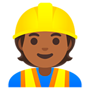 👷🏾 Emoji Trabalhador De Construção Civil: Pele Morena Escura na Google 15.0.