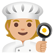 🧑🏼‍🍳 Emoji Cocinero: Tono De Piel Claro Medio en Google 15.0.