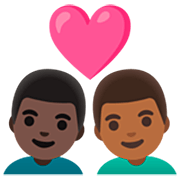 👨🏿‍❤️‍👨🏾 Emoji Pareja Enamorada - Hombre: Tono De Piel Oscuro, Hombre: Tono De Piel Oscuro Medio en Google 15.0.