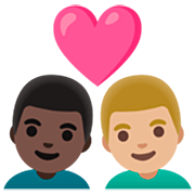 👨🏿‍❤️‍👨🏼 Emoji Pareja Enamorada - Hombre: Tono De Piel Oscuro, Hombre: Tono De Piel Claro Medio en Google 15.0.
