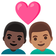 👨🏿‍❤️‍👨🏽 Emoji Liebespaar - Mann: dunkle Hautfarbe, Mann: mittlere Hautfarbe Google 15.0.