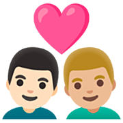 👨🏻‍❤️‍👨🏼 Emoji Pareja Enamorada - Hombre: Tono De Piel Claro, Hombre: Tono De Piel Claro Medio en Google 15.0.