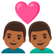 👨🏾‍❤️‍👨🏾 Emoji Pareja Enamorada - Hombre: Tono De Piel Oscuro Medio, Hombre: Tono De Piel Oscuro Medio en Google 15.0.
