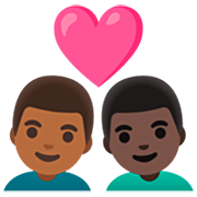 👨🏾‍❤️‍👨🏿 Emoji Pareja Enamorada - Hombre: Tono De Piel Oscuro Medio, Hombre: Tono De Piel Oscuro en Google 15.0.