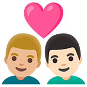 Émoji 👨🏼‍❤️‍👨🏻 Couple Avec Cœur - Homme: Peau Moyennement Claire, Homme: Peau Claire sur Google 15.0.