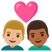 👨🏼‍❤️‍👨🏾 Emoji Pareja Enamorada - Hombre: Tono De Piel Claro Medio, Hombre: Tono De Piel Oscuro Medio en Google 15.0.