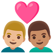 Émoji 👨🏼‍❤️‍👨🏽 Couple Avec Cœur - Homme: Peau Moyennement Claire, Homme: Peau Légèrement Mate sur Google 15.0.