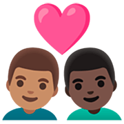 👨🏽‍❤️‍👨🏿 Emoji Casal Apaixonado - Homem: Pele Morena, Homem: Pele Escura na Google 15.0.