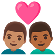 👨🏽‍❤️‍👨🏾 Emoji Casal Apaixonado - Homem: Pele Morena, Homem: Pele Morena Escura na Google 15.0.