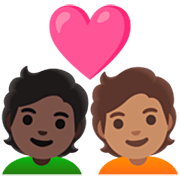 Émoji 🧑🏿‍❤️‍🧑🏽 Couple Avec Cœur: Personne, Personne, Peau Foncée, Peau Légèrement Mate sur Google 15.0.
