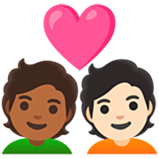 🧑🏾‍❤️‍🧑🏻 Emoji Casal Apaixonado: Pessoa, Pessoa, Pele Morena Escura, Pele Clara na Google 15.0.