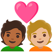 🧑🏾‍❤️‍🧑🏼 Emoji Pareja Enamorada: Persona, Persona, Tono De Piel Oscuro Medio, Tono De Piel Claro Medio en Google 15.0.