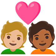Émoji 🧑🏼‍❤️‍🧑🏾 Couple Avec Cœur: Personne, Personne, Peau Moyennement Claire, Peau Mate sur Google 15.0.