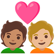 Émoji 🧑🏽‍❤️‍🧑🏼 Couple Avec Cœur: Personne, Personne, Peau Légèrement Mate, Peau Moyennement Claire sur Google 15.0.
