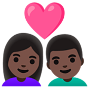 Emoji 👩🏿‍❤️‍👨🏿 Coppia Con Cuore - Donna: Carnagione Scura, Uomo: Carnagione Scura su Google 15.0.