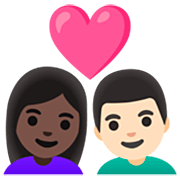 👩🏿‍❤️‍👨🏻 Emoji Pareja Enamorada - Mujer: Tono De Piel Oscuro, Hombre: Tono De Piel Claro en Google 15.0.