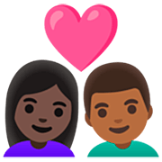 Emoji 👩🏿‍❤️‍👨🏾 Coppia Con Cuore - Donna: Carnagione Scura, Uomo: Carnagione Abbastanza Scura su Google 15.0.
