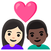 👩🏻‍❤️‍👨🏿 Emoji Casal Apaixonado - Mulher: Pele Clara, Homem: Pele Escura na Google 15.0.