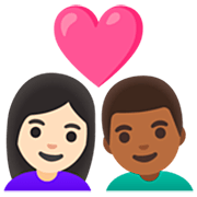 👩🏻‍❤️‍👨🏾 Emoji Casal Apaixonado - Mulher: Pele Clara, Homem: Pele Morena Escura na Google 15.0.