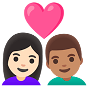 Emoji 👩🏻‍❤️‍👨🏽 Coppia Con Cuore - Donna: Carnagione Chiara, Uomo: Carnagione Olivastra su Google 15.0.