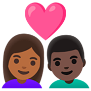 Emoji 👩🏾‍❤️‍👨🏿 Coppia Con Cuore - Donna: Carnagione Abbastanza Scura, Uomo: Carnagione Scura su Google 15.0.