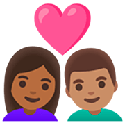 Émoji 👩🏾‍❤️‍👨🏽 Couple Avec Cœur - Femme: Peau Mate, Homme: Peau Légèrement Mate sur Google 15.0.