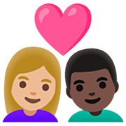 Emoji 👩🏼‍❤️‍👨🏿 Coppia Con Cuore - Donna: Carnagione Abbastanza Chiara, Uomo: Carnagione Scura su Google 15.0.