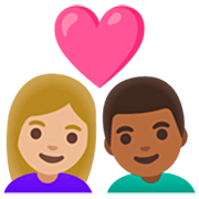 👩🏼‍❤️‍👨🏾 Emoji Pareja Enamorada - Mujer: Tono De Piel Claro Medio, Hombre: Tono De Piel Oscuro Medio en Google 15.0.