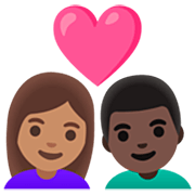 Émoji 👩🏽‍❤️‍👨🏿 Couple Avec Cœur - Femme: Peau Légèrement Mate, Homme: Peau Foncée sur Google 15.0.