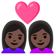 👩🏿‍❤️‍👩🏿 Emoji Casal Apaixonado - Mulher: Pele Escura, Mulher: Pele Escura na Google 15.0.