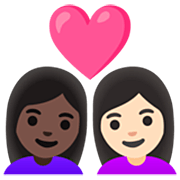 Émoji 👩🏿‍❤️‍👩🏻 Couple Avec Cœur - Femme: Peau Foncée, Femme: Peau Claire sur Google 15.0.