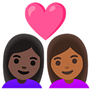 Émoji 👩🏿‍❤️‍👩🏾 Couple Avec Cœur - Femme: Peau Foncée, Femme: Peau Mate sur Google 15.0.