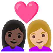Couple Avec Cœur - Femme: Peau Foncée, Femme: Peau Moyennement Claire Google 15.0.
