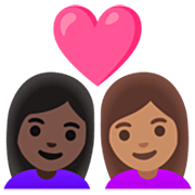 Émoji 👩🏿‍❤️‍👩🏽 Couple Avec Cœur - Femme: Peau Foncée, Femme: Peau Légèrement Mate sur Google 15.0.