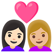 Emoji 👩🏻‍❤️‍👩🏼 Coppia Con Cuore - Donna: Carnagione Chiara, Donna: Carnagione Abbastanza Chiara su Google 15.0.