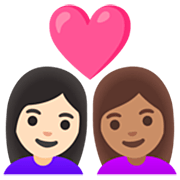 👩🏻‍❤️‍👩🏽 Emoji Pareja Enamorada - Mujer: Tono De Piel Claro, Mujer: Tono De Piel Claro Medio en Google 15.0.