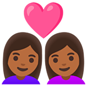 👩🏾‍❤️‍👩🏾 Emoji Casal Apaixonado - Mulher: Pele Morena Escura, Mulher: Pele Morena Escura na Google 15.0.