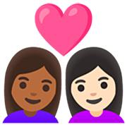 👩🏾‍❤️‍👩🏻 Emoji Pareja Enamorada - Mujer: Tono De Piel Oscuro Medio, Mujer: Tono De Piel Claro en Google 15.0.