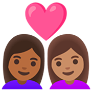 👩🏾‍❤️‍👩🏽 Emoji Casal Apaixonado - Mulher: Pele Morena Escura, Mulher: Pele Morena na Google 15.0.