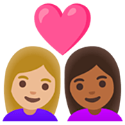 Émoji 👩🏼‍❤️‍👩🏾 Couple Avec Cœur - Femme: Peau Moyennement Claire, Femme: Peau Mate sur Google 15.0.