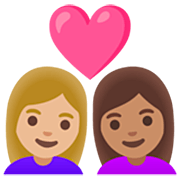 👩🏼‍❤️‍👩🏽 Emoji Liebespaar - Frau: mittelhelle Hautfarbe, Frau: mittlere Hautfarbe Google 15.0.