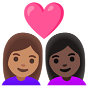 👩🏽‍❤️‍👩🏿 Emoji Pareja Enamorada - Mujer: Tono De Piel Claro Medio, Mujer: Tono De Piel Oscuro en Google 15.0.