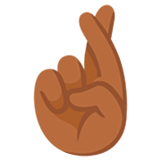 🤞🏾 Emoji Hand mit gekreuzten Fingern: mitteldunkle Hautfarbe Google 15.0.