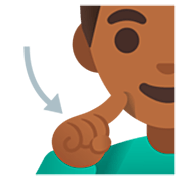 Emoji 🧏🏾‍♂️ Uomo Con Problemi Di Udito: Carnagione Abbastanza Scura su Google 15.0.