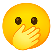 Emoji 🫢 Faccia Con Gli Occhi Aperti E La Mano Sulla Bocca Emoji su Google 15.0.